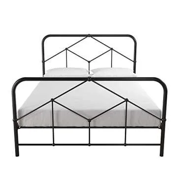 Novogratz Francis Farmhouse Metal Bed, Full Bed Frame, Under Bed Storage, Black