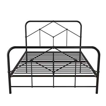 Novogratz Francis Farmhouse Metal Bed, Full Bed Frame, Under Bed Storage, Black