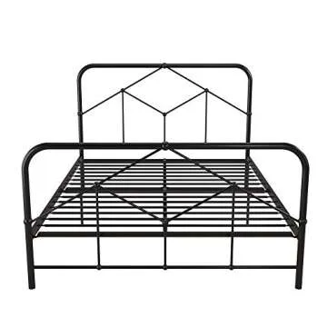 Novogratz Francis Farmhouse Metal Bed, Full Bed Frame, Under Bed Storage, Black