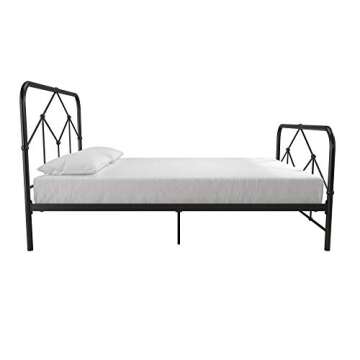 Novogratz Francis Farmhouse Metal Bed, Full Bed Frame, Under Bed Storage, Black