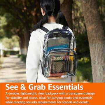 Amazon Basics Transparent School Backpack - Durable and Stylish