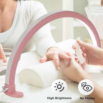 LGWG Nail Lamp for Desk, 40W Bright Half Moon Light for Nail Desk, 29" Nail Tech Light with Stepless...