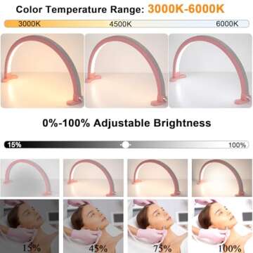 LGWG Nail Lamp for Desk, 40W Bright Half Moon Light for Nail Desk, 29" Nail Tech Light with Stepless Dimming & Color Temperature, Nail Light for Desk, Beauty, Tattoos, Eyelashes,Pink