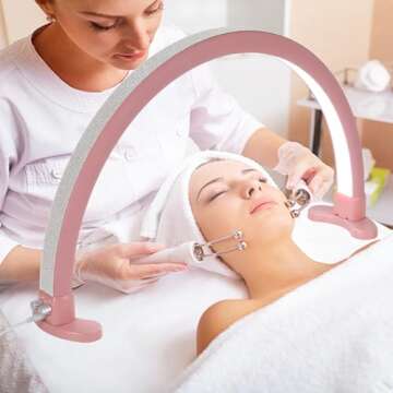 LGWG Nail Lamp for Desk, 40W Bright Half Moon Light for Nail Desk, 29" Nail Tech Light with Stepless Dimming & Color Temperature, Nail Light for Desk, Beauty, Tattoos, Eyelashes,Pink