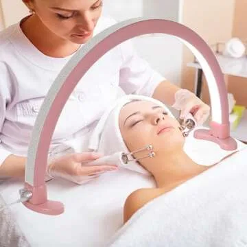 LGWG Nail Lamp for Desk, 40W Bright Half Moon Light for Nail Desk, 29" Nail Tech Light with Stepless Dimming & Color Temperature, Nail Light for Desk, Beauty, Tattoos, Eyelashes,Pink