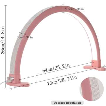 LGWG Nail Lamp for Desk, 40W Bright Half Moon Light for Nail Desk, 29" Nail Tech Light with Stepless Dimming & Color Temperature, Nail Light for Desk, Beauty, Tattoos, Eyelashes,Pink