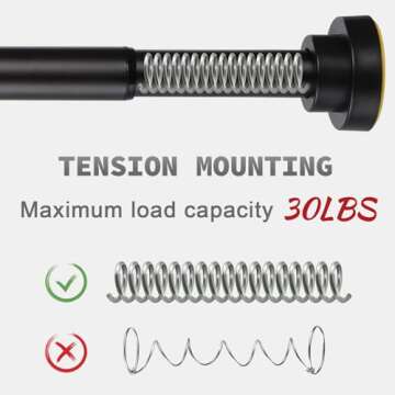 Thestoa Shower Curtain Rod Adjustable 43-78 inch, 1"Diameter Spring Tension Curtain Rod No Drill, An...