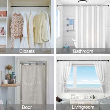 Thestoa Shower Curtain Rod Adjustable 43-78 inch, 1"Diameter Spring Tension Curtain Rod No Drill, Anti-Rust Non-Slip Shower Rod, Black Shower Curtain Rod for Bathroom Tension
