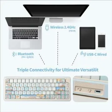 EPOMAKER CIDOO Nebula 65% Mechanical Keyboard, VIA Programmable Gaming Keyboard， Bluetooth/2.4Ghz /Type-C Wired Wireless Keyboard, NKRO, with Rotary Knob for Win/Mac (Blue)