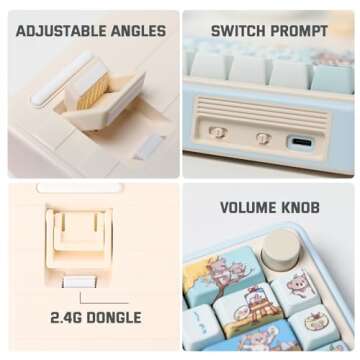 EPOMAKER CIDOO Nebula 65% Mechanical Keyboard, VIA Programmable Gaming Keyboard， Bluetooth/2.4Ghz /Type-C Wired Wireless Keyboard, NKRO, with Rotary Knob for Win/Mac (Blue)