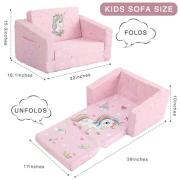 JoiyeScent Large Play Kids Sofa, Children's 2 in 1 Convertible Sofa to Lounger, Extra Soft Sofa Bed ...
