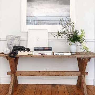 SierTing Wood Chain Link Decor, Black Wooden Bead Garland with Tassels, Table Decor