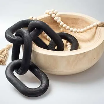 SierTing Black Wooden Bead Garland with Tassels