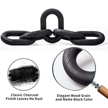 SierTing Wood Chain Link Decor, Black Wooden Bead Garland with Tassels, Table Decor