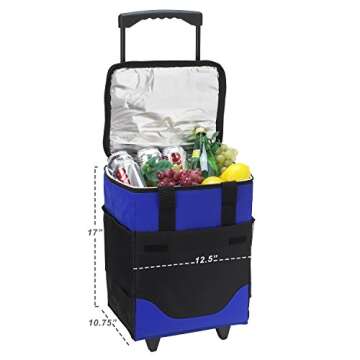 Picnic at Ascot Original 32 Can Collapsible Rolling Insulated Cooler- Designed & Quality Approved in the USA