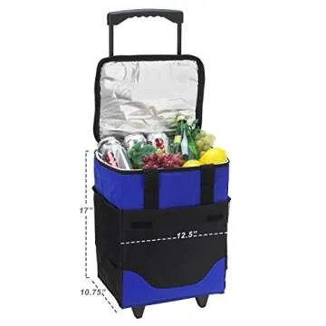 Picnic at Ascot Original 32 Can Collapsible Rolling Insulated Cooler- Designed & Quality Approved in...