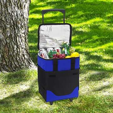 Picnic at Ascot Original 32 Can Collapsible Rolling Insulated Cooler- Designed & Quality Approved in the USA
