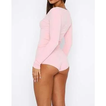 Cioatin Women 2 Piece Ribbed Knit Pajama Set Long Sleeve Button Crop Top and Shorts Lounge Sweatsuits Sleepwear PJ Set Pink