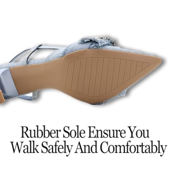 Elegant Denim Kitten Heels - Stylish Women's Pumps