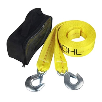 JCHL Nylon Tow Strap with Hooks 2”x20’ Car Vehicle Heavy Duty Recovery Rope 20,000 lbs Capacity ...