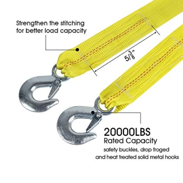 JCHL 20,000 lbs Tow Strap for Vehicles Heavy Duty Recovery Rope