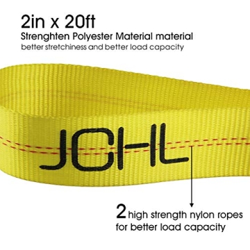 JCHL 20,000 lbs Tow Strap for Vehicles Heavy Duty Recovery Rope