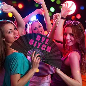 Amyhill Chinese Rave Iconic Fan 2 Packs Large Folding Festival Hand Fan with Voice for Men and Women Party Performance, Dance, Decorations, Gift, 13 Inch (Novelty Style)