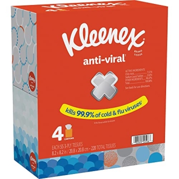 Kleenex Anti-Viral Facial Tissues - Soft, Convenient, and Protective for Home and Office