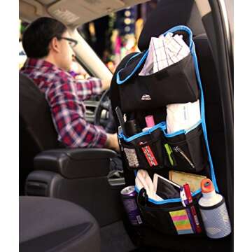 Fancy Mobility Car Backseat Organizer - Baby Accessories, Kids Small Toys & Travel Essentials Holder - Great Storage Bag for Road Trip - Perfect Baby Shower Gift