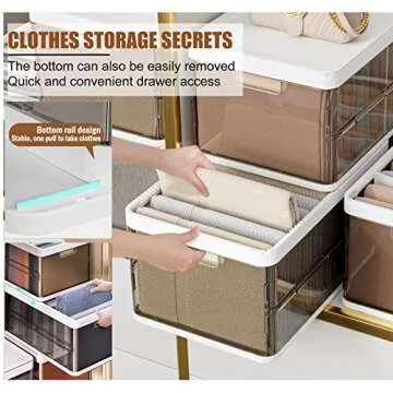 Gsiekare 4 Pack Stackable Plastic Storage Bins with 1 Lid, 18 Qt Foldable Closet Organizers and Storage, Stackable Storage Bins, Storage Drawers for Clothes Toys