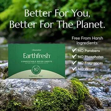 Eco-Friendly Cleanomic Earthfresh Fragrance-Free Dryer Sheets