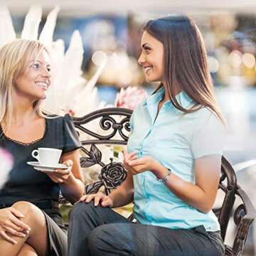 FDW Garden Bench Park Bench Metal Bench Outdoor Benches Clearance Patio Yard Bench Entryway Bench Floral Rose Accented Bronze