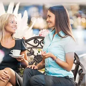 FDW Garden Bench Park Bench Metal Bench Outdoor Benches Clearance Patio Yard Bench Entryway Bench Floral Rose Accented Bronze