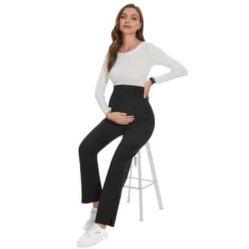 POSHGLAM Women's Maternity Scrubs Pant Workwear Casual Cargo Trousers Pregnancy Pants(Black, Medium)