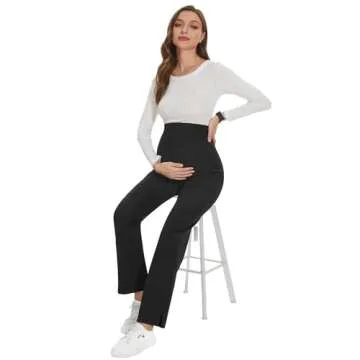 POSHGLAM Women's Maternity Scrubs Pant Workwear Casual Cargo Trousers Pregnancy Pants(Black, Medium)