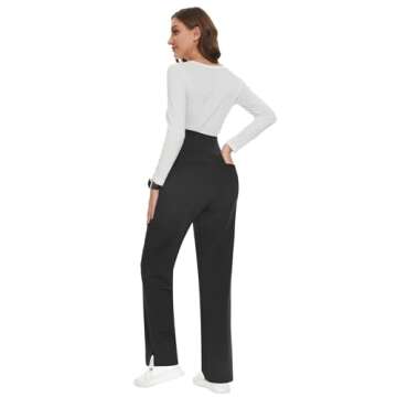 POSHGLAM Women's Maternity Scrubs Pant Workwear Casual Cargo Trousers Pregnancy Pants(Black, Medium)