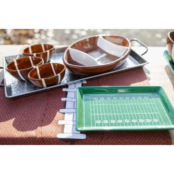 Boston International Ceramic Bowl Serving Dish, Large/8 Cups, Football Fever