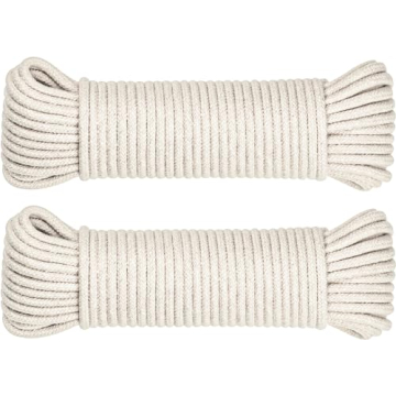 SteadMax 100ft Natural Cotton 3/16 Inch Rope, General-Purpose Utility Cord, Clothesline Rope, Ideal ...