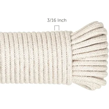 SteadMax 100ft Natural Cotton Rope for DIY and Outdoors