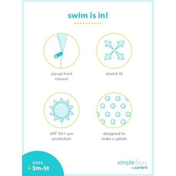 Simple Joys by Carter's Girls' Long Sleeve Zipper One Piece Swimsuit, Floral, 3T