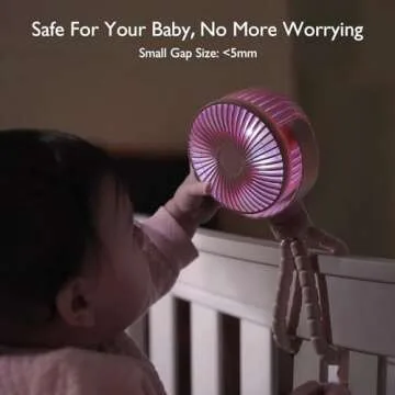 Momcozy 8000mAh Portable Stroller Fan, 27H Ultra-long Battery Life Detachable 4 Speed 360°Rotate LED Night Light with 2 Modes, USB Rechargeable Handheld Cooling Fan for Travel/Car Seat/Bedroom