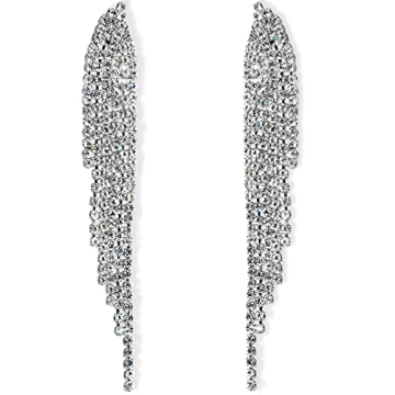 Humble Chic Sparkly CZ Earrings - Waterfall Tassel Design