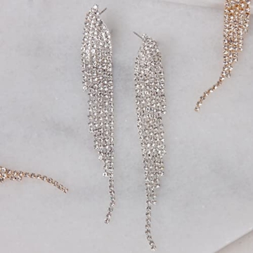 Humble Chic Sparkly CZ Earrings - Waterfall Tassel Design