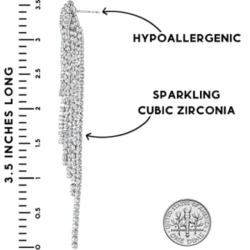 Humble Chic Sparkly CZ Earrings - Waterfall Tassel Design