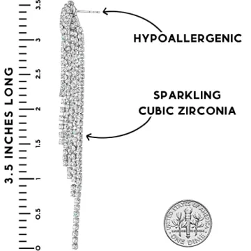 Humble Chic Sparkly CZ Earrings - Waterfall Tassel Design