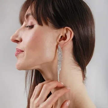 Humble Chic Sparkly CZ Earrings - Waterfall Tassel Design