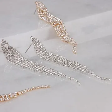 Humble Chic Sparkly CZ Earrings - Waterfall Tassel Design