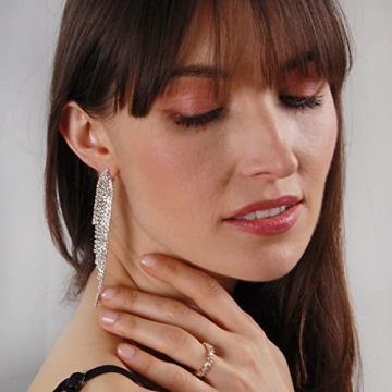 Humble Chic Sparkly CZ Earrings - Waterfall Tassel Design