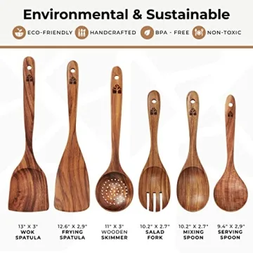 Teak Wood Cooking Utensils Set – 6 Pcs