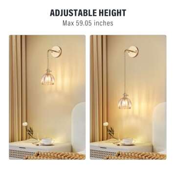 PiWWPi Vintage Wall Sconces with Cognac Tulip Glass Shade Brass Sconces Modern Wall Lighting Fixture...